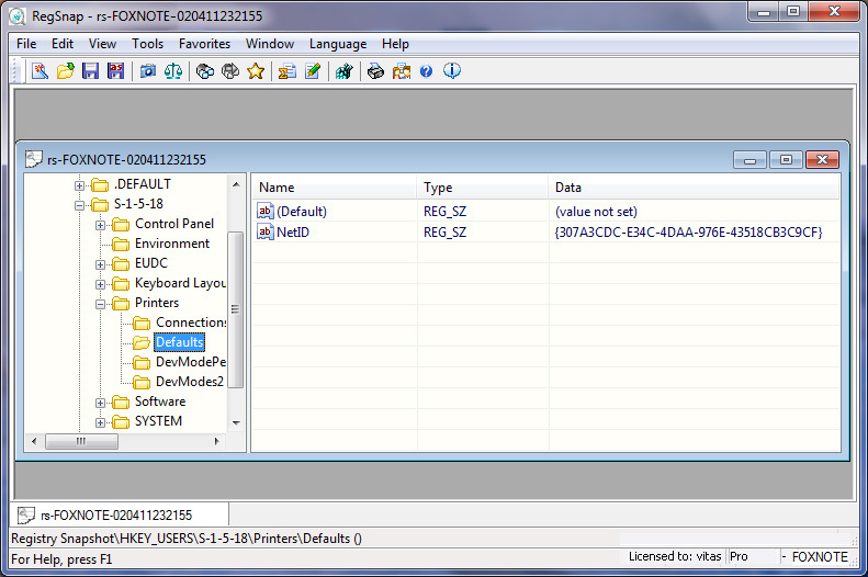 RegSnap Screenshot